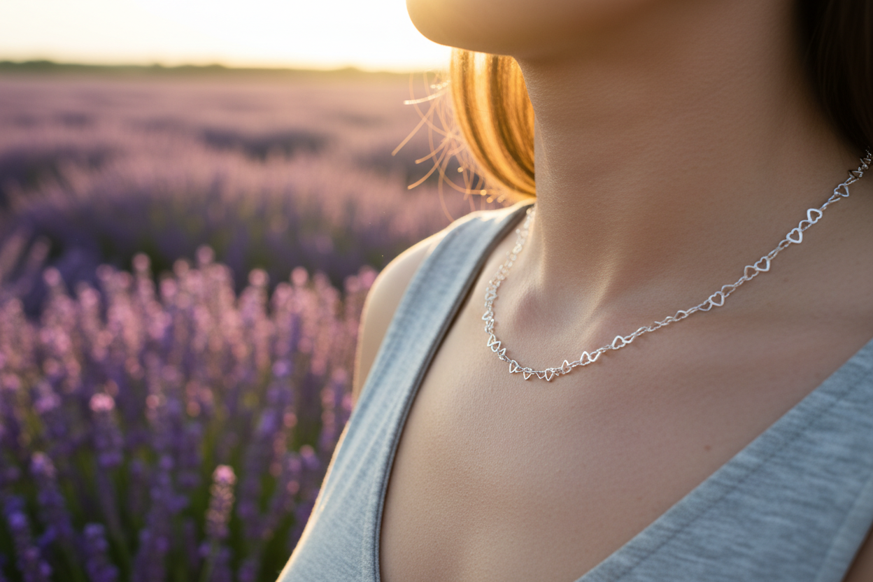43cm hollow heart-link worn - lavender field