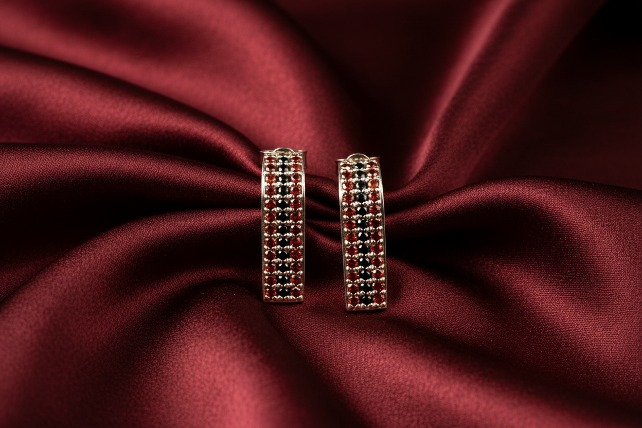 Garnet Straight Earrings - Burgundy Silk