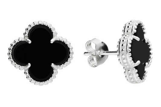 Onyx Quatrefoil Earstuds