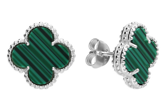 Malachite Classic Quatrefoil Earstuds