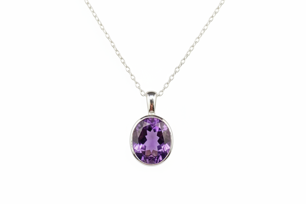 Amethyst Pendant - White Background Top