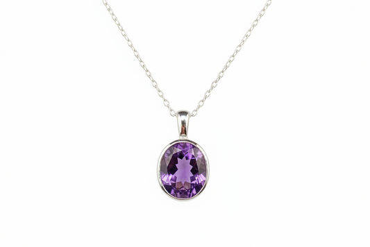 Amethyst Pendant - White Background Top