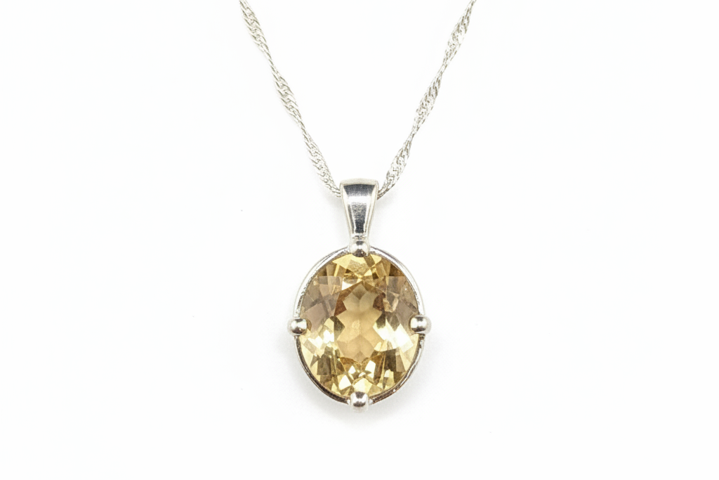 Citrine pendant front view with white background