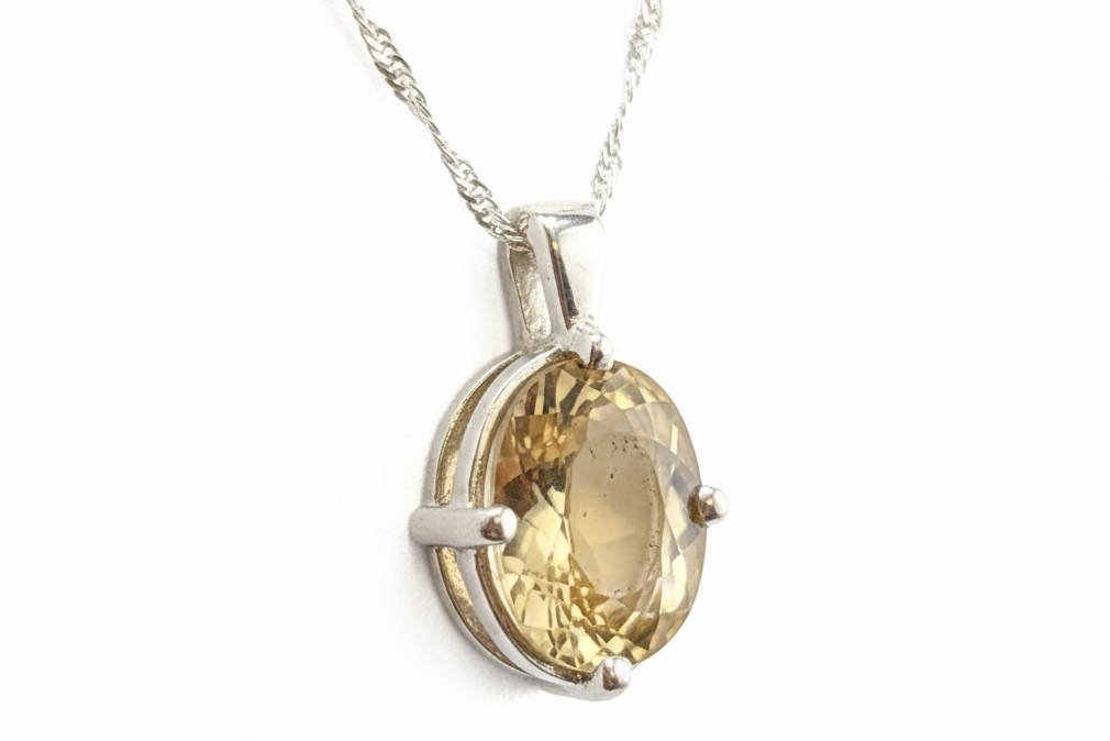 Citrine pendant with exact stone on white background