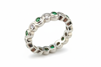 Emerald Diamond Ring - White Background Perspective