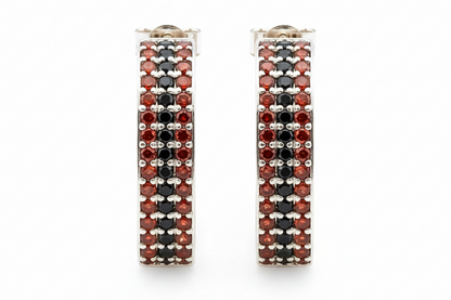 Garnet Black Diamond Earrings - Front View