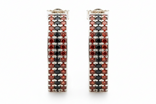 Garnet Black Diamond Earrings - Front View