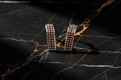 Garnet Straight Earrings - Black Marble