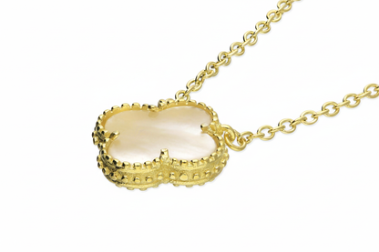 Gold Clover Necklace 3:2 - Angled View