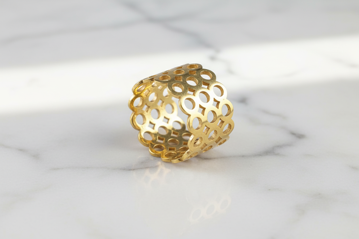 Gold Ring - Marble Background