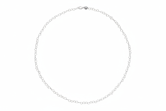 Heart-link chain necklace - white background top view