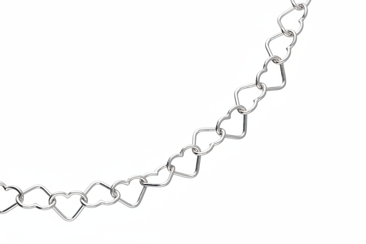 Heart-link necklace detail - 3:2 white background