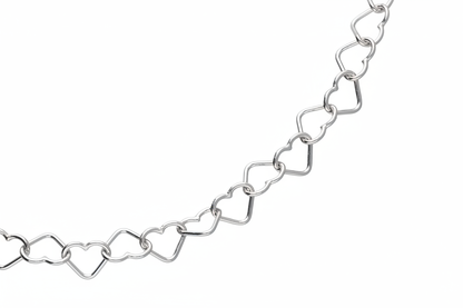 Heart-link necklace detail - 3:2 white background