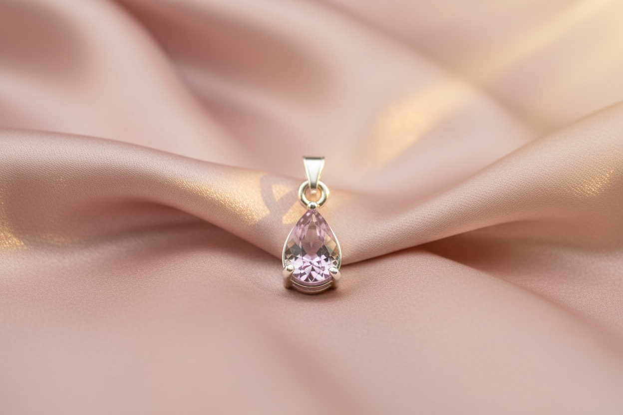 Kunzite Pendant - Blush Silk