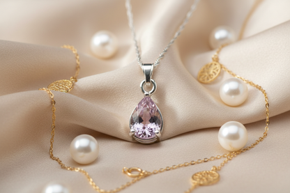 Kunzite Pendant - Champagne Satin