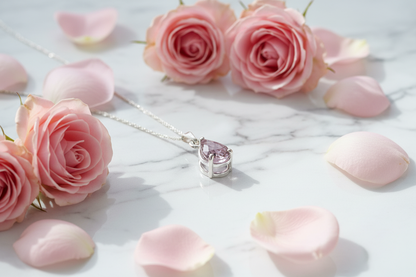 Kunzite Pendant - Marble & Roses