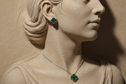 Limestone relief - earrings and pendant - exact size