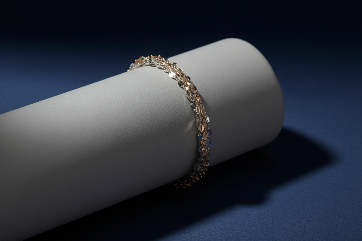 Multi-strand bracelet on stone cylinder - no branding