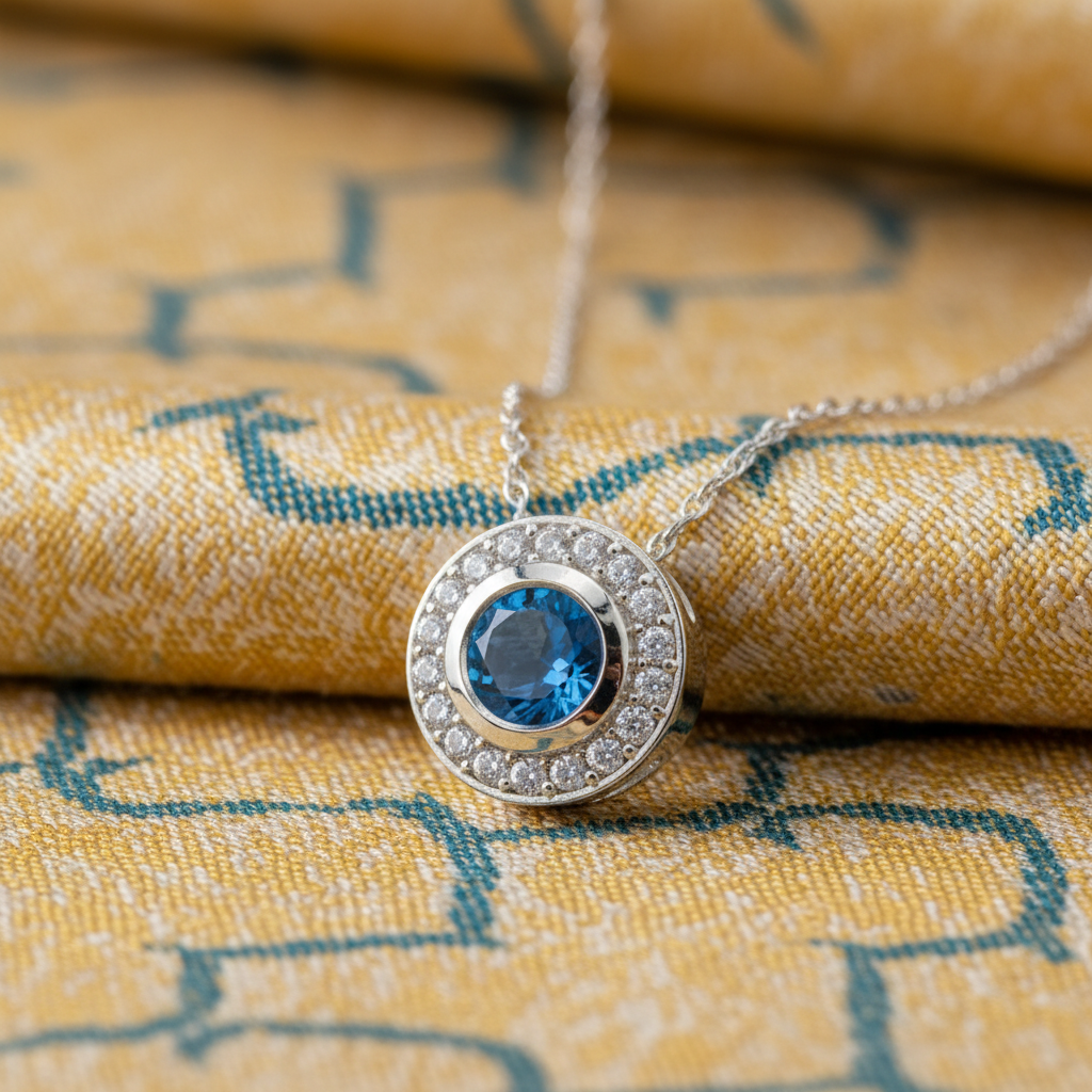 Pendant on Moroccan patterned fabric