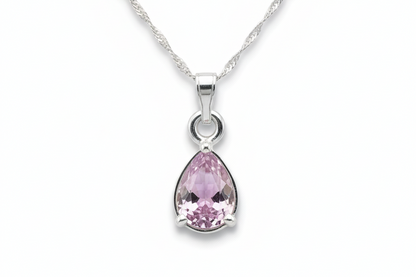 Pink Kunzite Pendant - Top View White Background