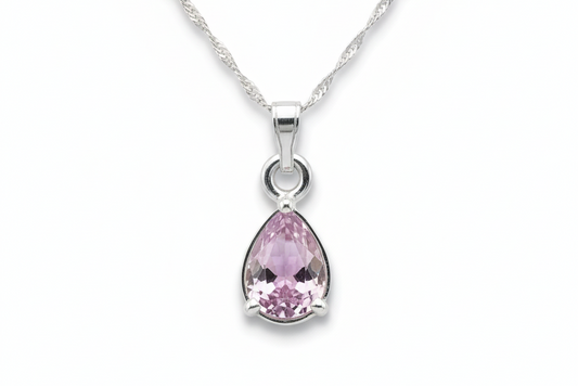 Pink Kunzite Pendant - Top View White Background