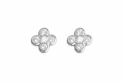 Silver clover stud earrings - zoomed out 40%, 3:2