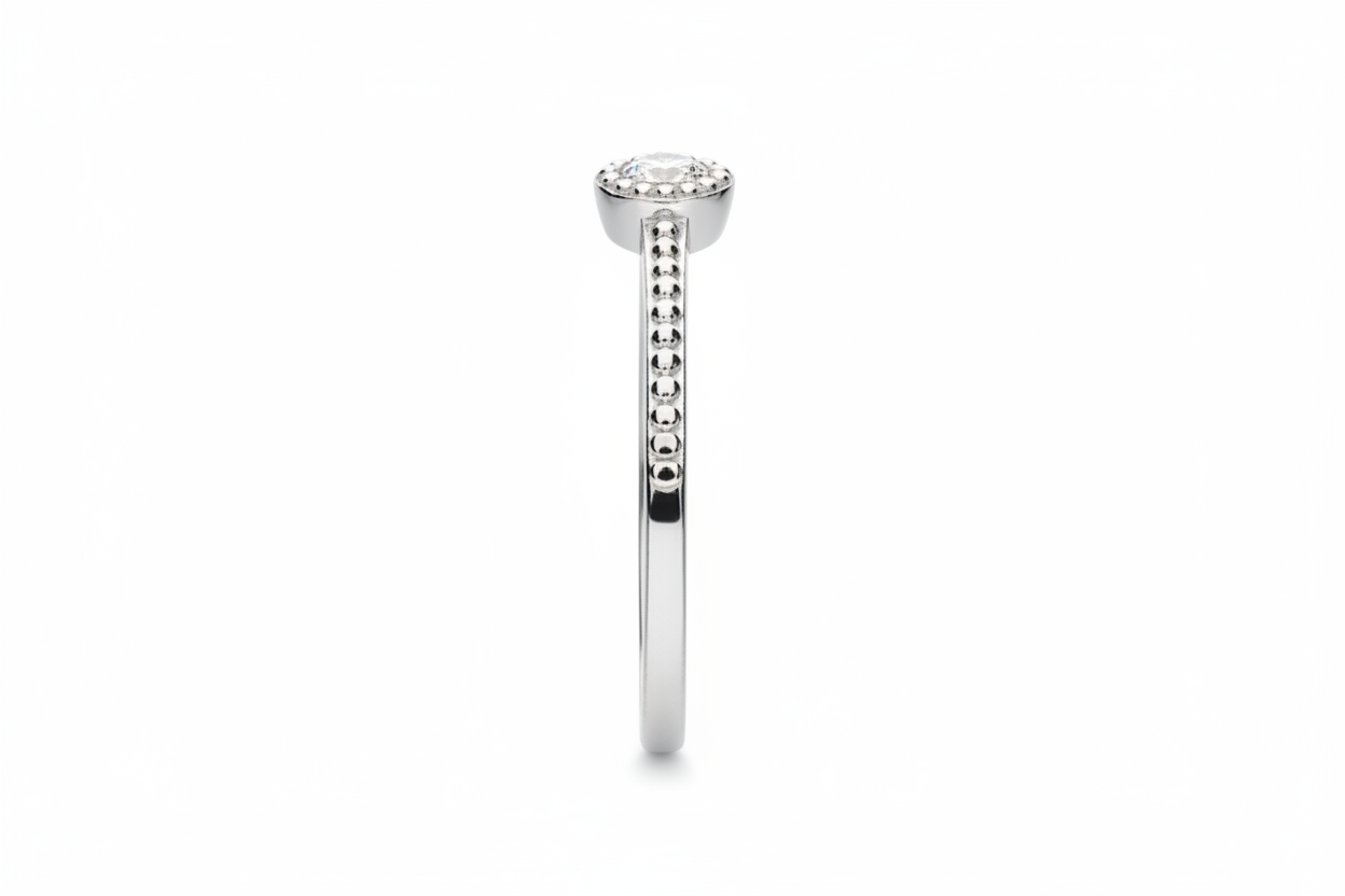 Silver halo ring - front view 3:2
