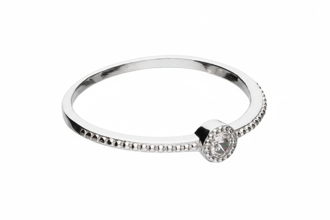 Silver halo ring - perspective view 3:2