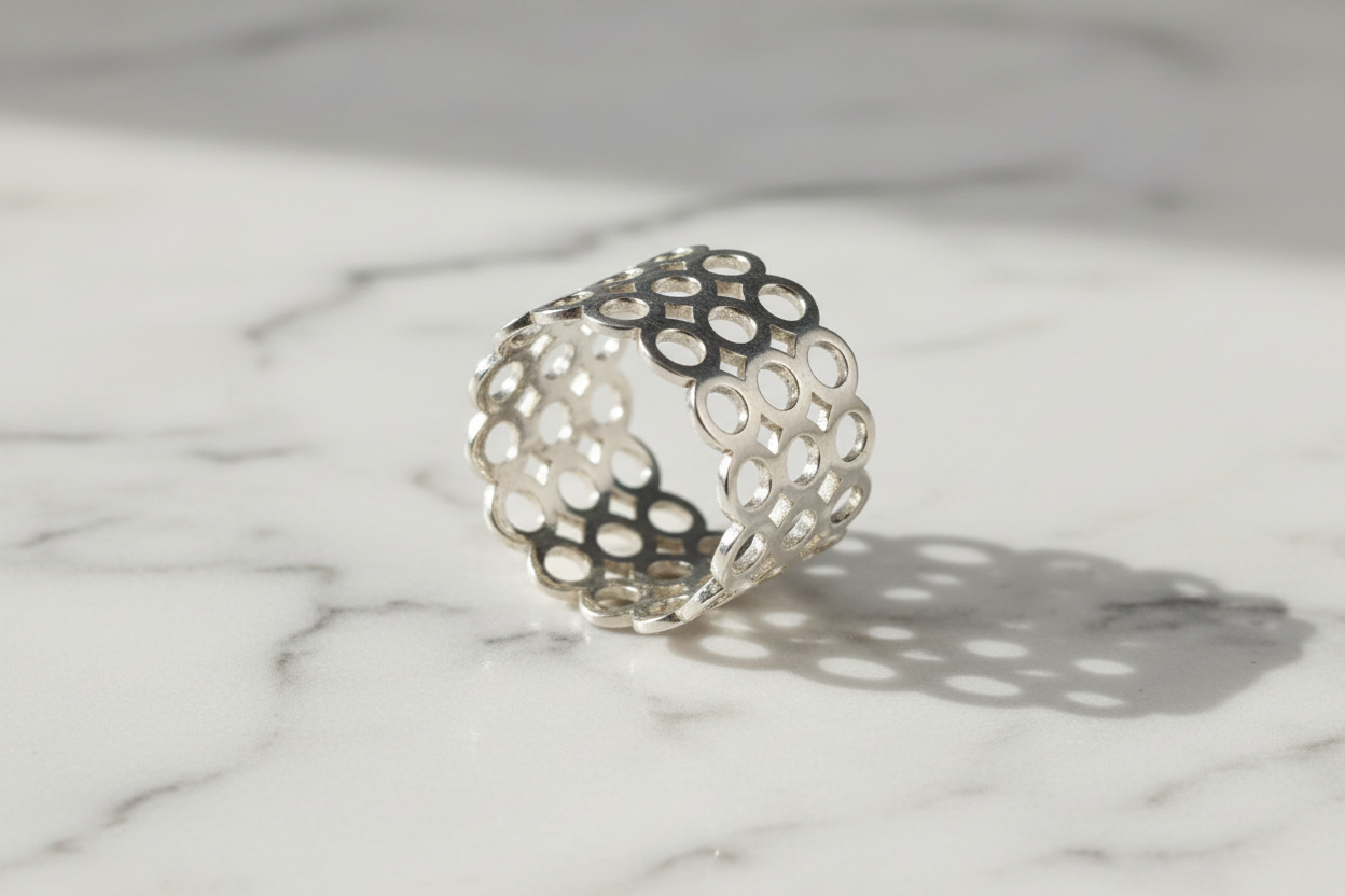 Silver Ring - Marble Background