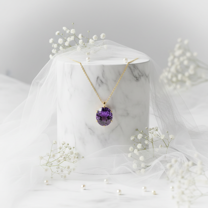 Your necklace on marble pedestal